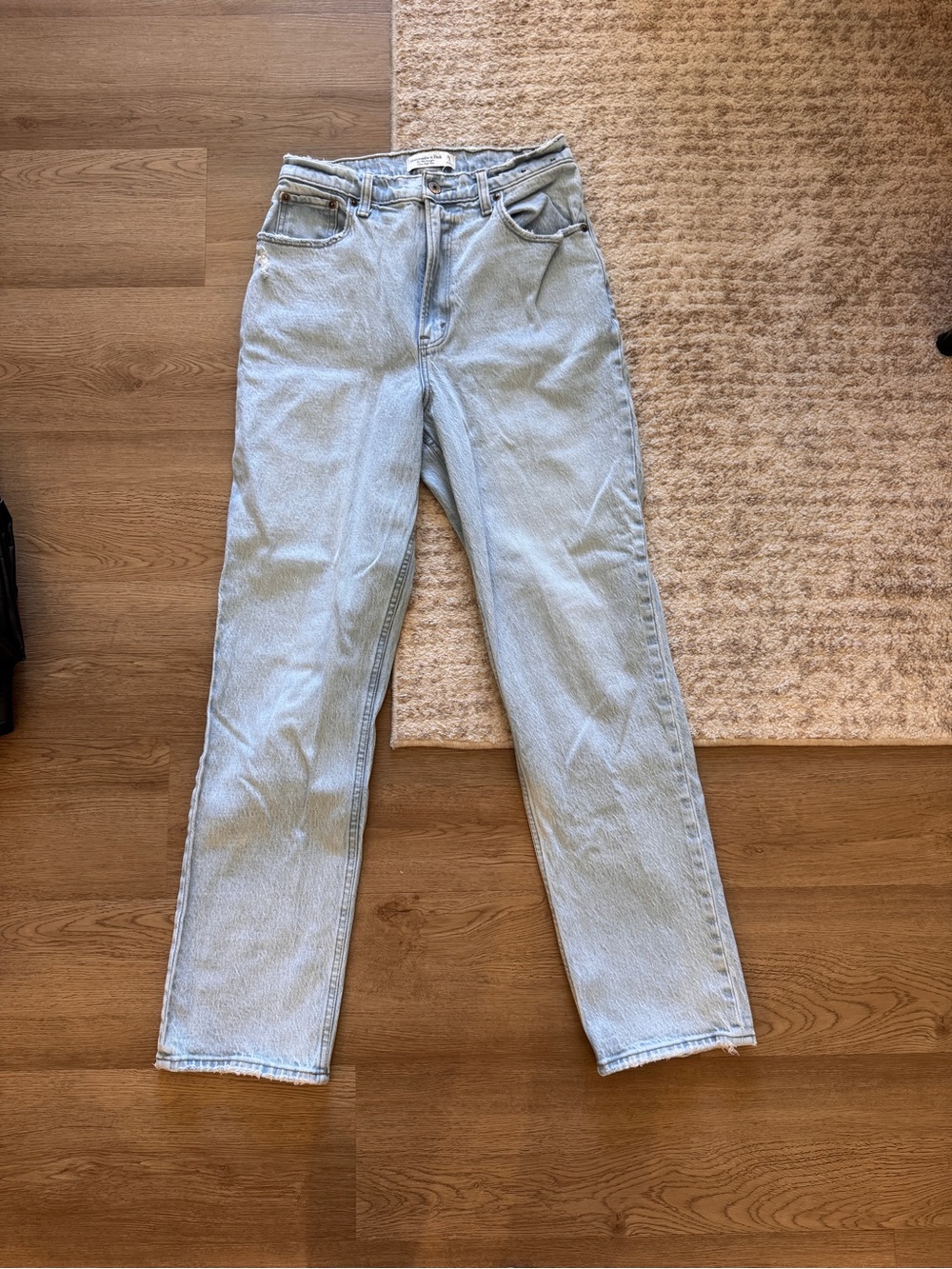 Abercrombie & Fitch Light Blue Straight Leg Curve Love Women's Jeans